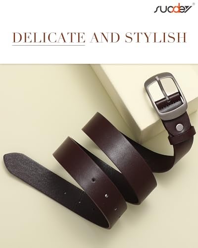 SUOSDEY Fashion Womens Genuine Leather Belt, Waist Belt with Pin Buckle for Jeans Pants, coffee,width 1.3'',Medium: fits waist from 31''-37'' - Image 5