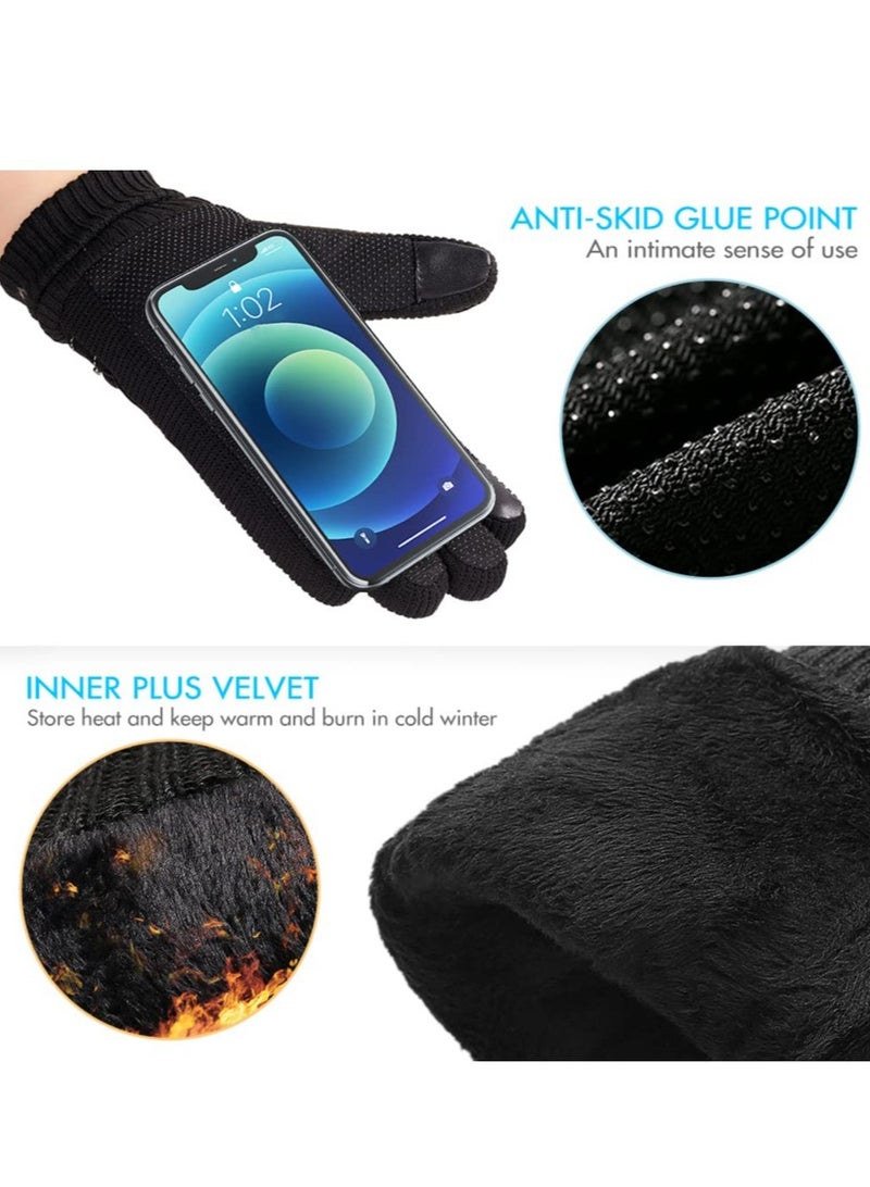 Winter Warm Gloves, Anti Slip Touchscreen Gloves Knit Elastic Cuff, Windproof Thermal Gloves, Cold Weather Water Resistant Cycling Outdoor Sports Gloves for Men Women - Image 3