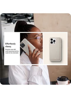 CYRILL CYRILL Spigen Kajuk Mag Back Cover Case Compatible with iPhone 14 Pro Max (2022) (TPU + PC + Faux Leather) - Cream  - Image 2