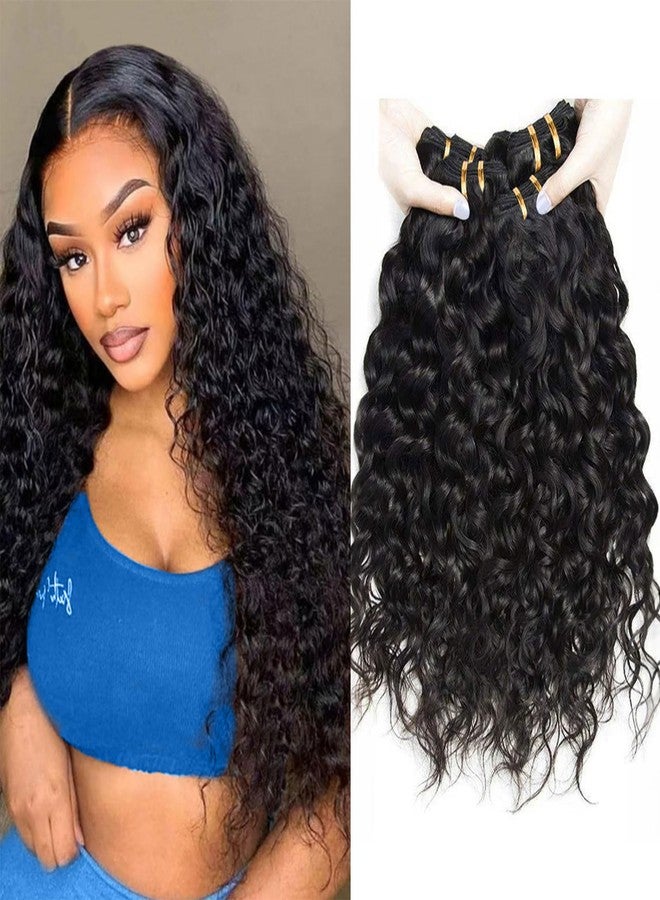 إيمول حزم شعر بشري مموجة مائية بأطوال 12 و14 و16 بوصة، حزم شعر بشري مجعدة ومبللة ومموجة، وصلات شعر برازيلية قصيرة وناعمة للنساء ذوات البشرة السمراء، بوزن 285-300 غرام - Image 1