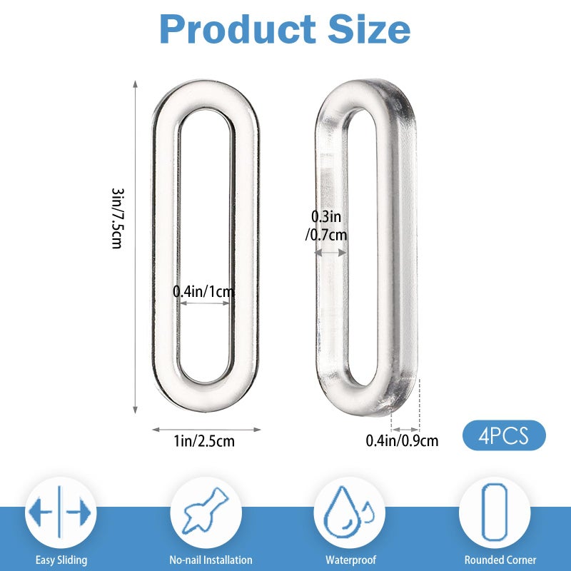 Iensen 4 Pcs Clear PU Self-Adhesive Recessed Finger Pulls - Oval Sliding Door Handles, Instant Handle for Glass Doors, Windows, Drawers & Cabinets - Image 2