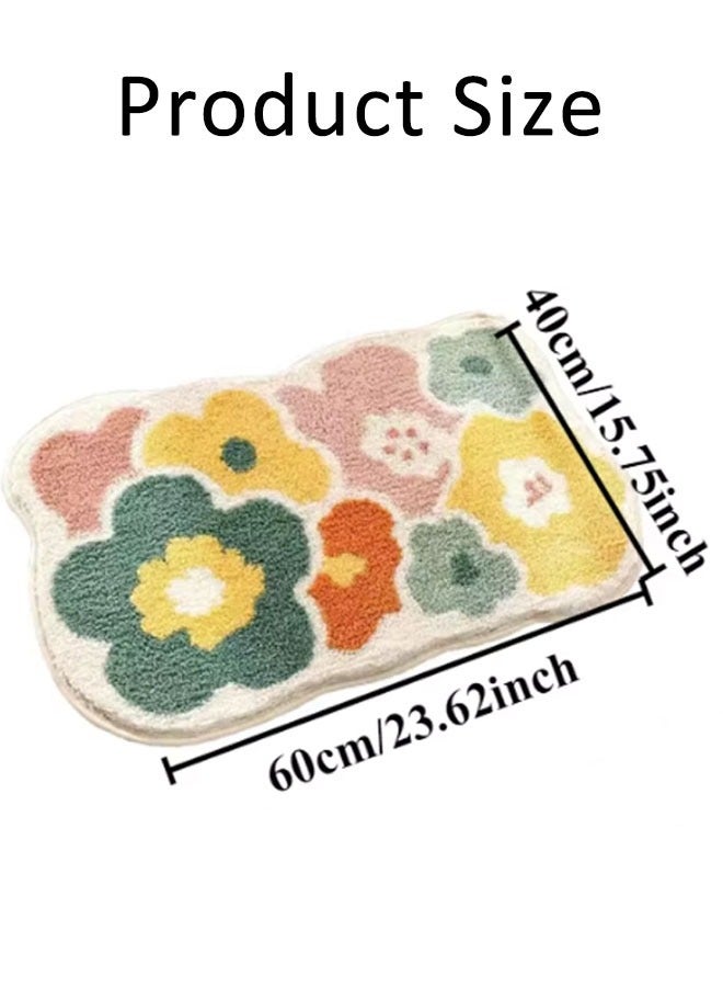 Reelyo Bathroom Rug soft floor mat Floral pattern design area rug Plush carpet Home entrance carpet Absorbent non-slip foot mat Machine washable Suitable for bedroom, toilet, bathroom under the door(40*60cm) - Image 2