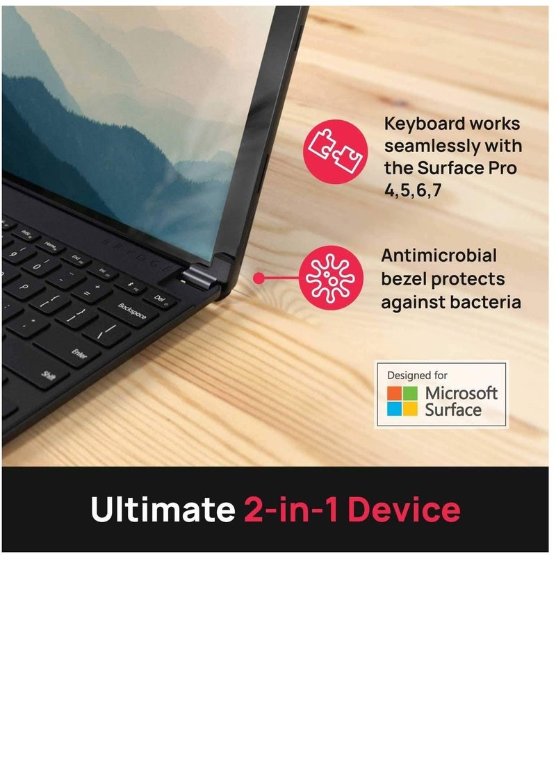 Brydge Brydge MS Surface 12.3 Pro Eng Arabic Keyboard with Touchpad  Bluetooth Wireless Technology 0.180° Viewing Angles Up to 6 Month Battery Life Adjustable Backlit Keys  Black  BRY7012A  - Image 4
