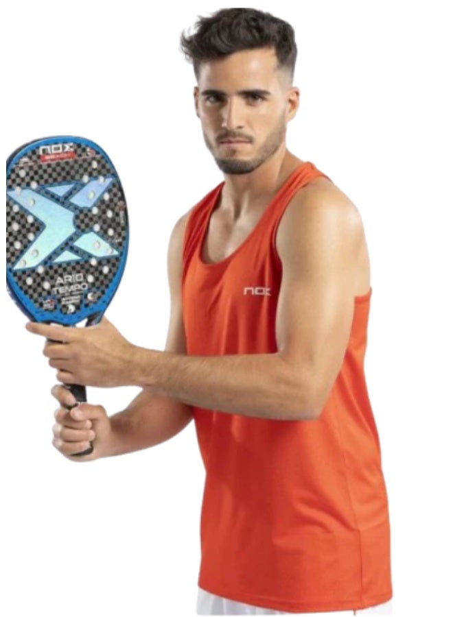 قميص بدون أكمام نوكس فريق أحمر مثقّب دقيق مع شعار أبيض