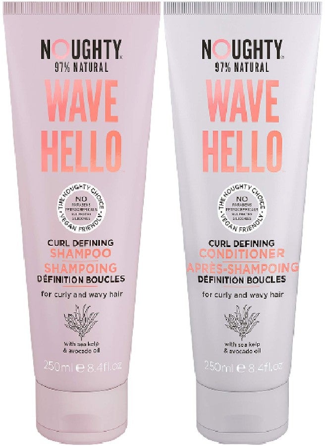 Noughty 97% Natural Wave Hello Shampoo and Conditioner, Vitamin Rich Formula for Curly and Wavy Hair, with Sea Kelp and Avocado Oil, Sulphate Free Vegan Haircare 2 x 250ml - Image 1