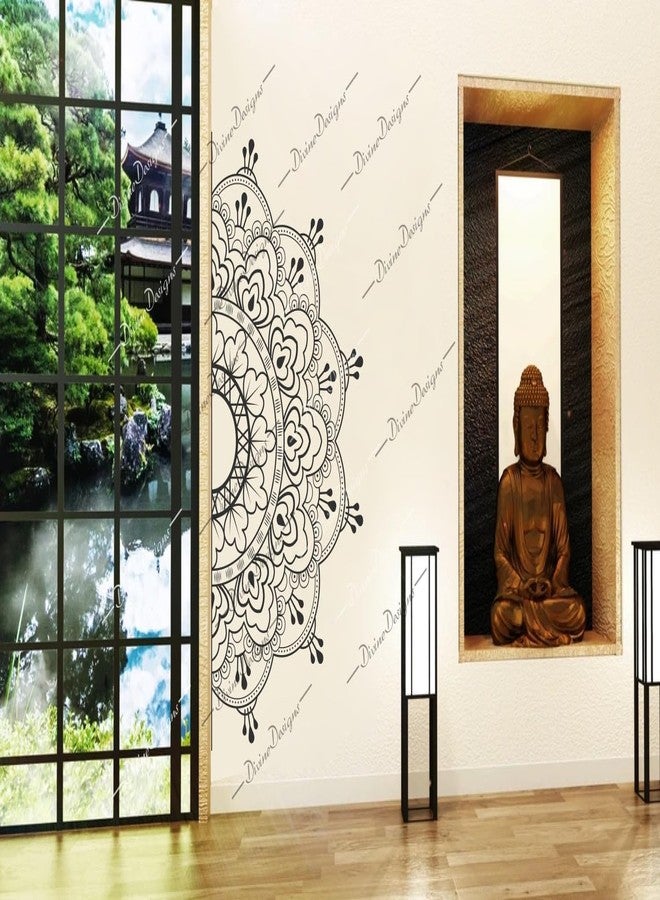 Art Kafe Rangoli Black Outlines Self Adhesive Wall Sticker for Home Decoration Living Room Bedroom Music Room Unframed Wall Art Design Vinyl Decal Home Decor Unframed (Multicolour) - Image 1