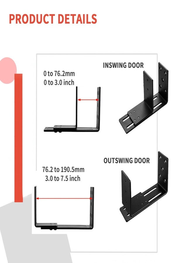 Xingwenhao Adjustable Door Barricade Brackets, 2 Pcs Door Security Brackets, Drop Open Bar Holder for Security Door, U Bracket Door Barricade Security Bar Bracket for Outswing Inswing Doors Gates 2x4 Lumber - Image 5