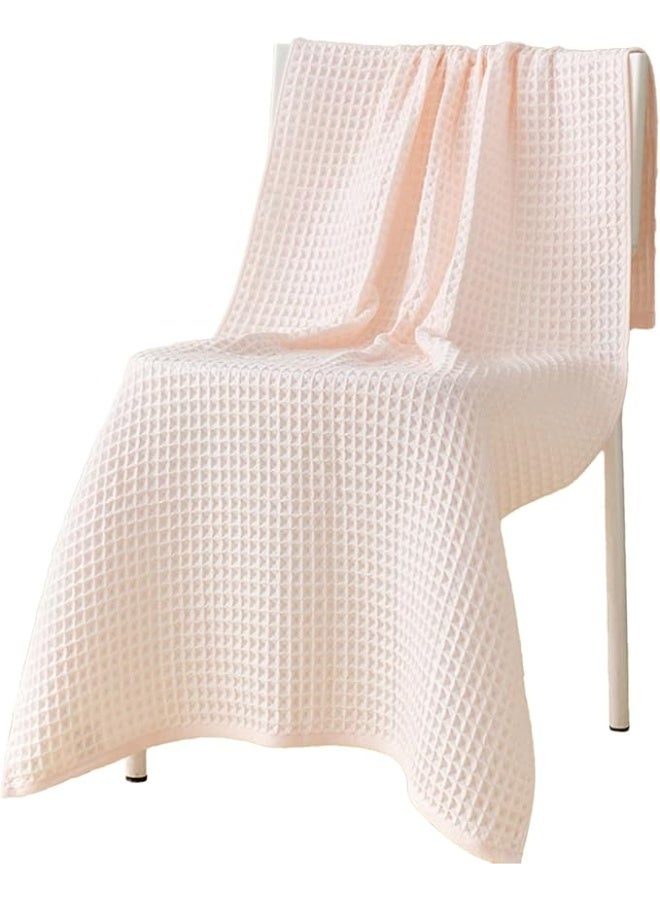 Soft Bath Towel Set 1 Size 100% Cotton Waffle WeaveTowels Pink 70  140cm  - Image 1