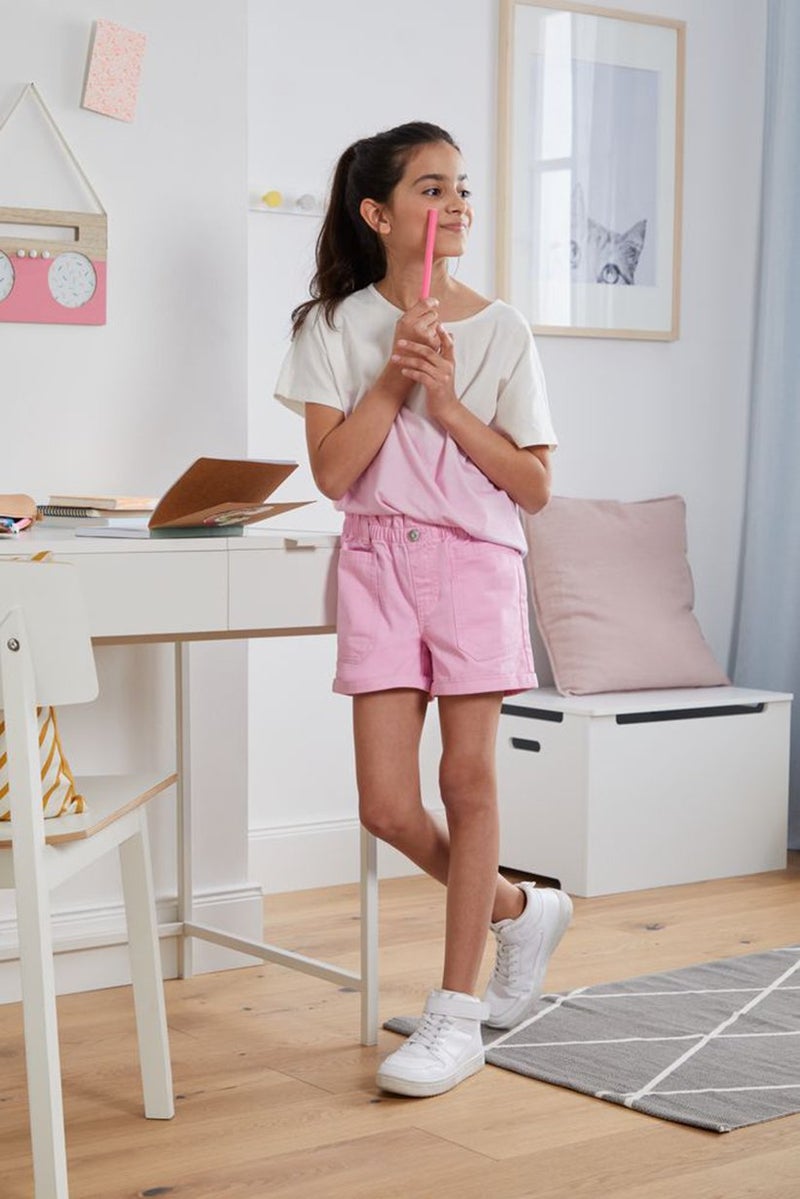 Tchibo Kids Girl Regular Fit Plain Denim Shorts, Pink - Image 1