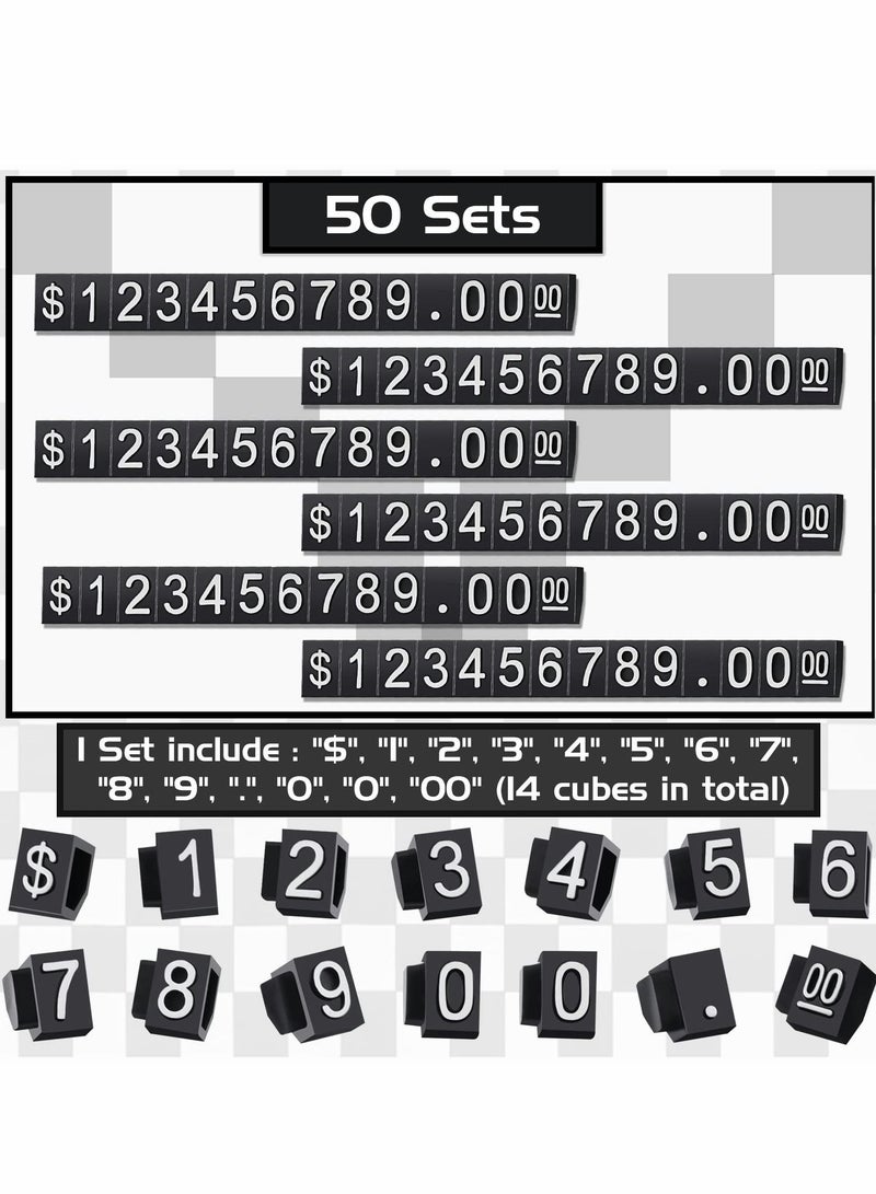 SYOSI Price Tags 50 Sets Price Display Cube Number Letter Adjustable Display Label Dollar Pricing Repeatable Stand Block Kit for Retail Shop Jewelry Price Display - Image 2