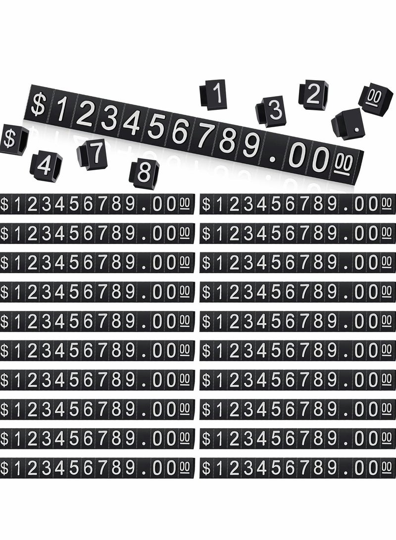 SYOSI Price Tags 50 Sets Price Display Cube Number Letter Adjustable Display Label Dollar Pricing Repeatable Stand Block Kit for Retail Shop Jewelry Price Display - Image 1