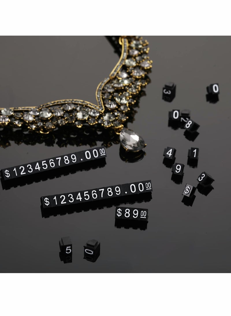 SYOSI Price Tags 50 Sets Price Display Cube Number Letter Adjustable Display Label Dollar Pricing Repeatable Stand Block Kit for Retail Shop Jewelry Price Display - Image 3