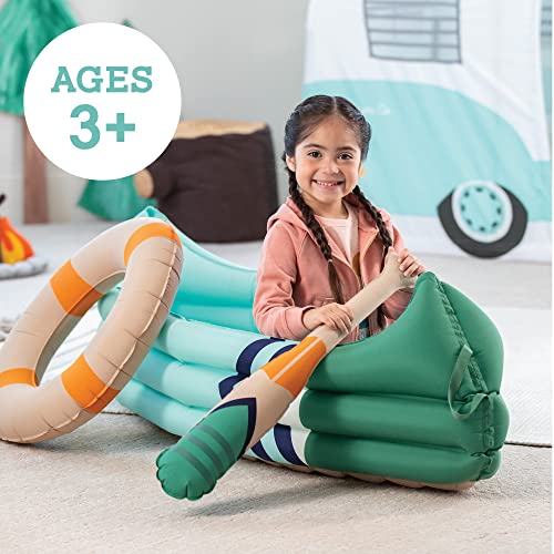 MindWare Oh So Fun Canoe Playset Inflatable Pretend Camping Toy with Paddle Life Preserver and Pump Imaginative Indoor Role Play for Kids Ages 3 Preschool Learning Toy - Image 5