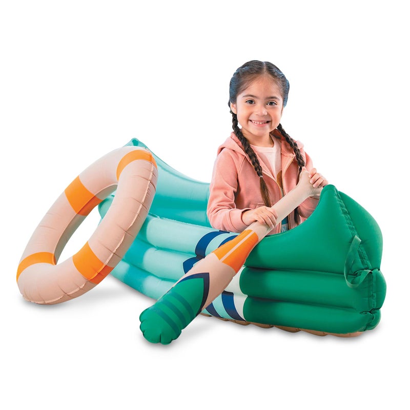 MindWare Oh So Fun Canoe Playset Inflatable Pretend Camping Toy with Paddle Life Preserver and Pump Imaginative Indoor Role Play for Kids Ages 3 Preschool Learning Toy - Image 3