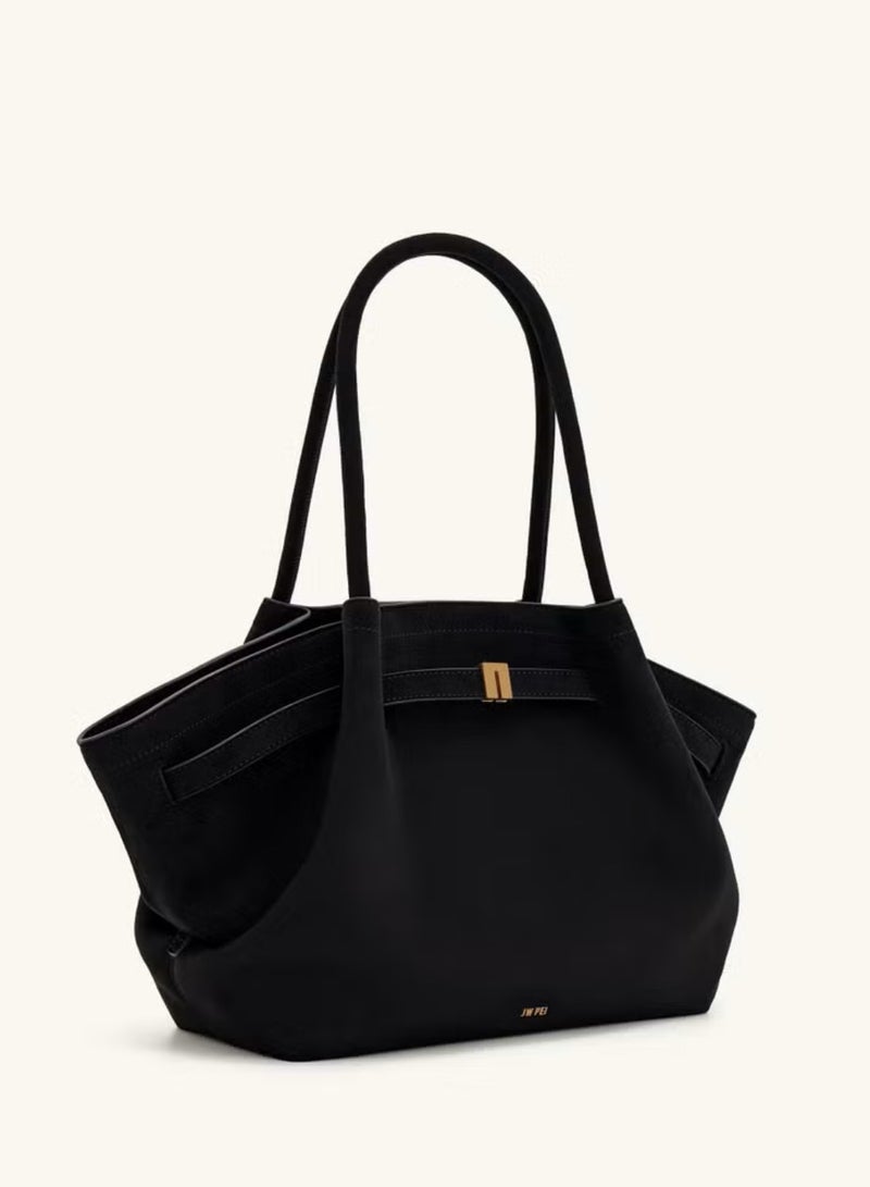JW PEI PEI Hana Medium Faux Suede Tote Black - Image 3