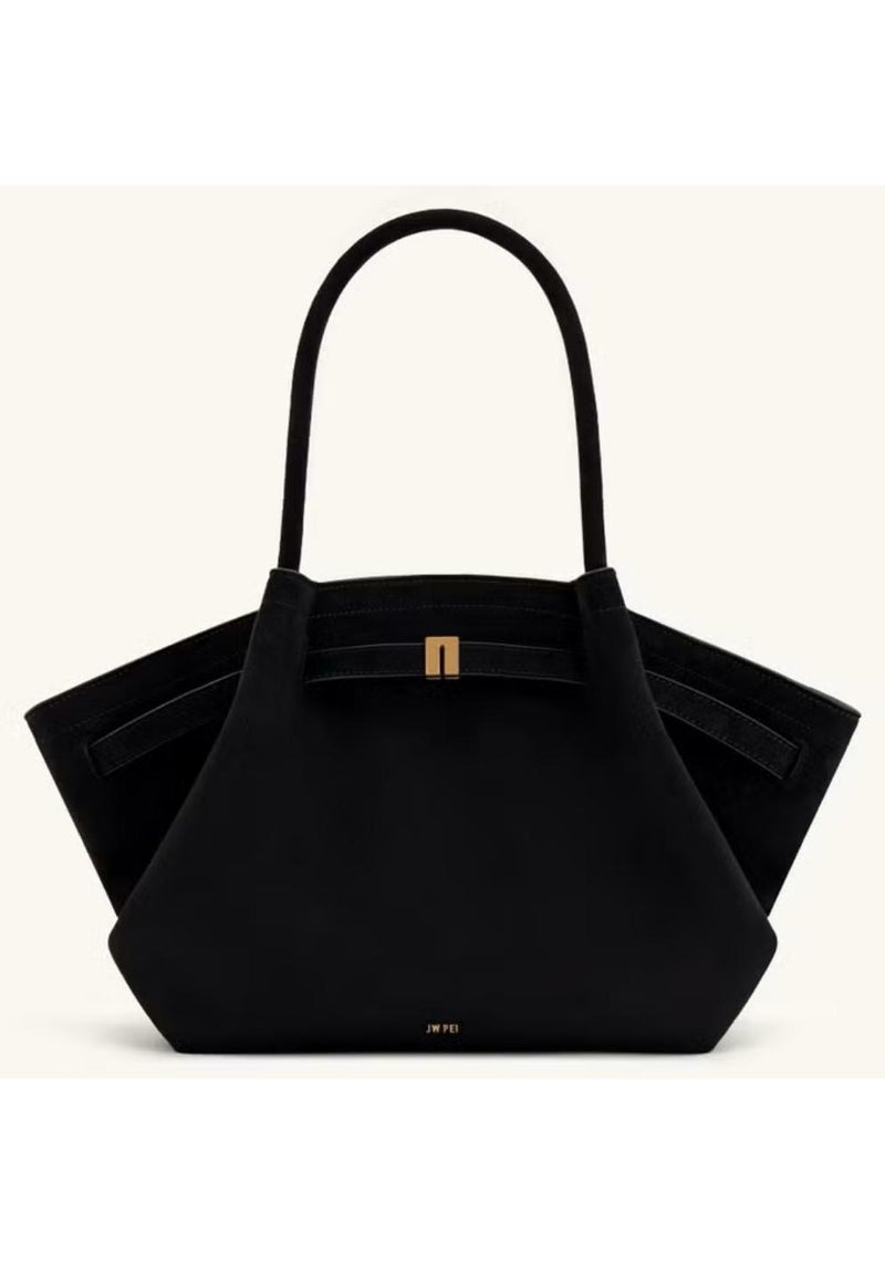 JW PEI PEI Hana Medium Faux Suede Tote Black - Image 1