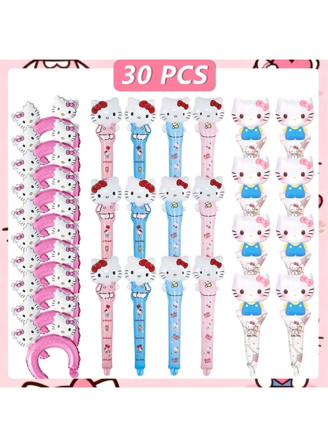FRUITFUL PARTY 30pcs Hello Kitty Handheld Foil Balloons Set for Kids — Cute Kitty Stick Balloons & Headband Balloons, Birthday Party Supplies Decorations, Photo Props for Girls, Pink Cartoon Party Favors - Image 3