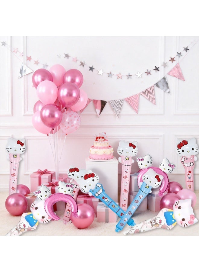 FRUITFUL PARTY 30pcs Hello Kitty Handheld Foil Balloons Set for Kids — Cute Kitty Stick Balloons & Headband Balloons, Birthday Party Supplies Decorations, Photo Props for Girls, Pink Cartoon Party Favors - Image 5