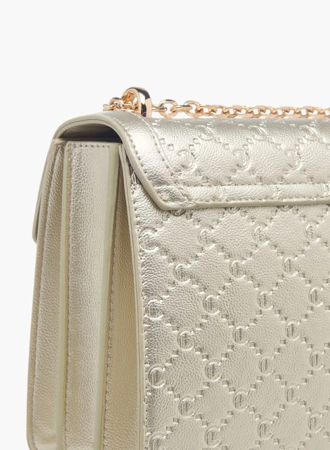 Le Confort Womens Monogram Embossed Crossbody Bag With Magnetic Closure