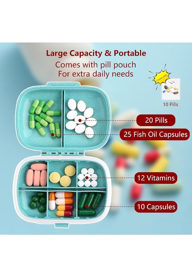 Blue Travel Pill Organizer 8 Compartments Easy Open Lid Portable Pill Case Daily Pill Organizer Moisture Proof Small Pill Box for Pocket - Image 3