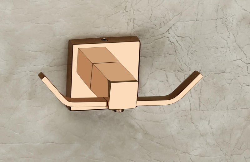 iSTAR Stainless Steel (SS) Unbreakable Double Square Shaped Hook (2 pin) Bathroom Hooks Cloth Hanger Wall Hook Door Robe Hooks for Hanging Key, Clothes (Rose Gold) - Image 2