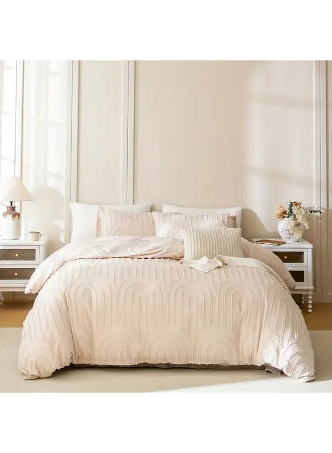 Light Beige Polyester Duvet Cover Set 78 74x90 55 Inches 3 Piece Modern Minimalist Bedding - Image 5