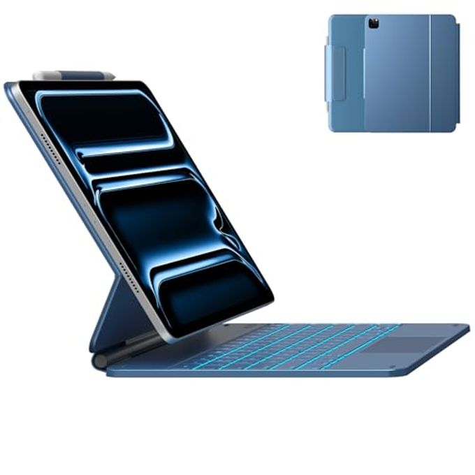 typecase Keyboard Case For Ipad Pro 13-Inch (M5 2025 / M4 2024), Magic Keyboard With 11 Colors Backlight, Keyboard Case With Pencil Holder, Multi-Touch Trackpad,Easy-Set Magnetic Stand, Pacific Blue - Image 4