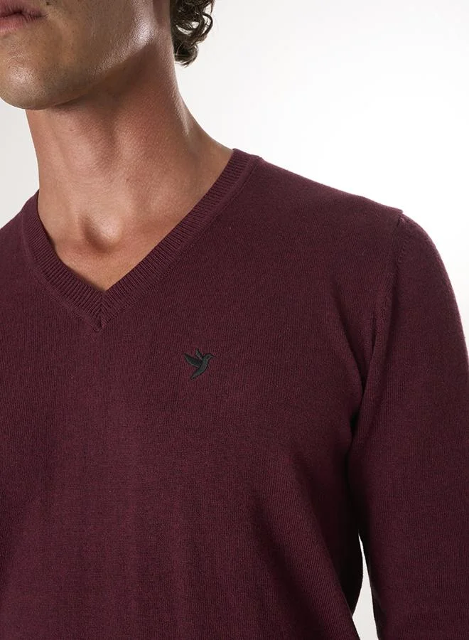 FELIX HARDY Bordeaux V-Neck Sweater for Men | Best Price UAE