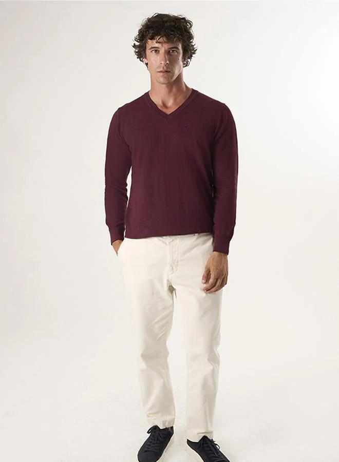 FELIX HARDY Bordeaux V-Neck Sweater for Men | Best Price UAE