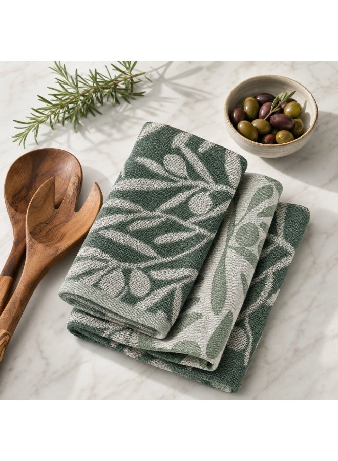 toãlla Kitchen towel set, 3 Piece -Set (100% cotton) +2 patterned towel 50*50 + 1dining towel 50*70, highly absorbent - Image 1