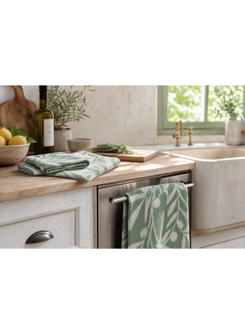 toãlla Kitchen towel set, 3 Piece -Set (100% cotton) +2 patterned towel 50*50 + 1dining towel 50*70, highly absorbent - Image 2
