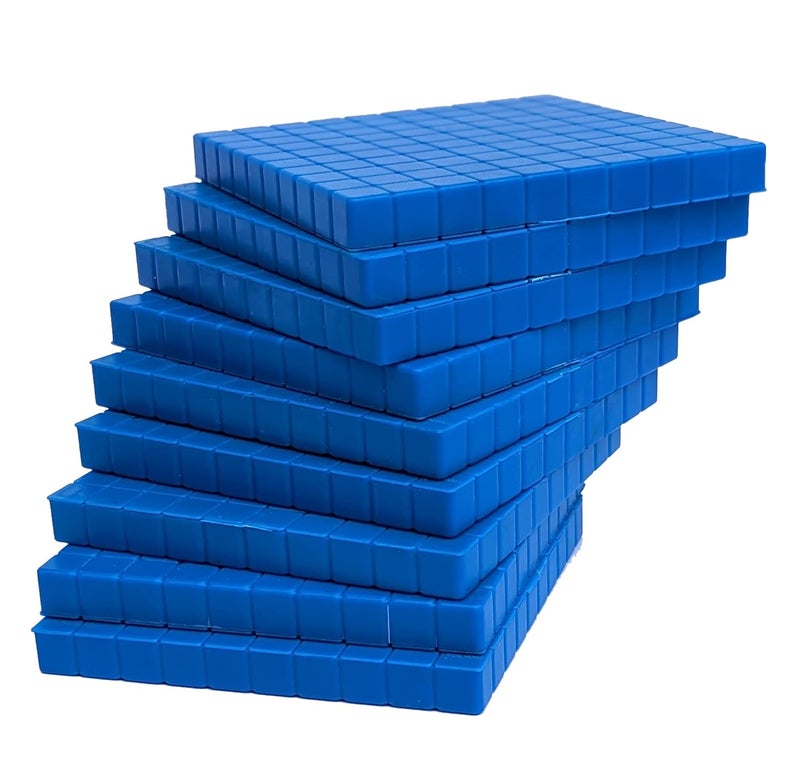 StepsToDo 131 Pieces Base Ten Blocks Kit. Place Value Mats and Activity Instruction Book. Teaching Aid. Build Solid Foundation of Number Sense and Place Value. Place Value Blocks. (Blue) - Image 4