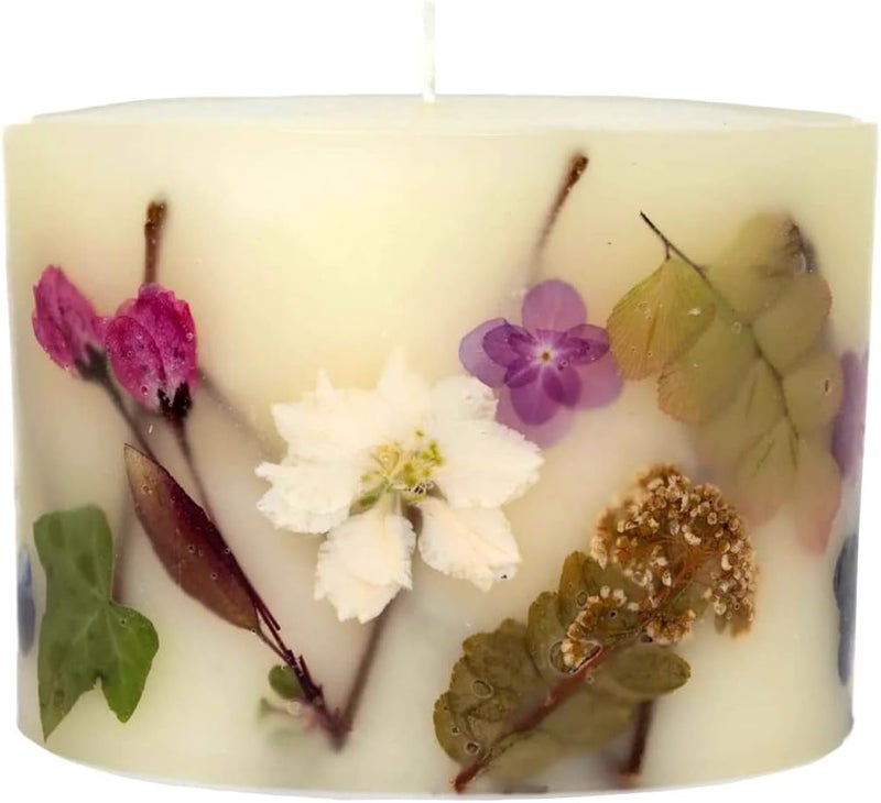 Rosy Rings Black Currant & Bay Leaf Round Botanical Candle - Notes of Black Currant, Cinnamon, Rosemary, Aromatherapy Candles, Long Lasting Candles, Botanical Candles Home Decor (3 inch) 