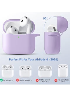 SZOXST Compatible with AirPods 4 Case Cover, Soft Silicone Shockproof Covers for Airpods 4th Generation 2024 Cases with Keychain and Cleaning Kit Front LED Visible for Women and Men Purple  - Image 2