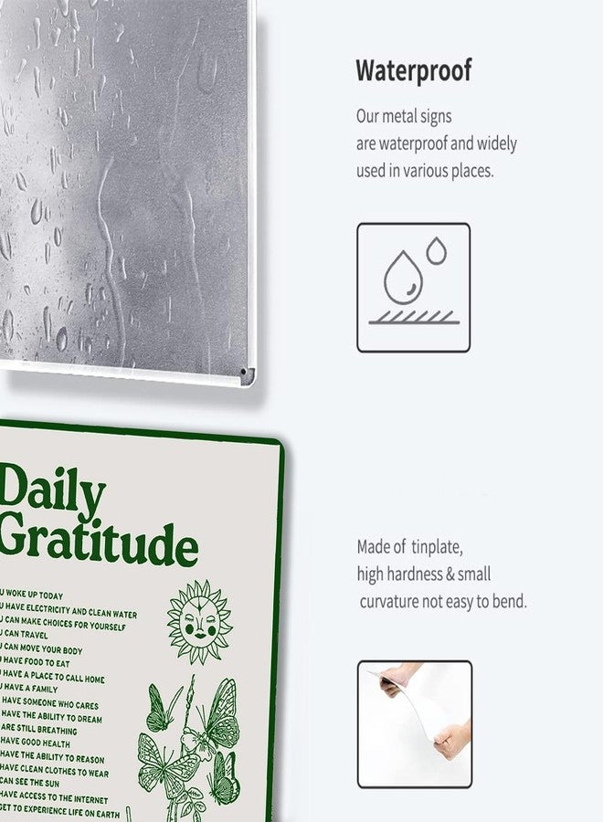 Fmcmly Daily Gratitude Inspirational Metal Tin Sign Green Boho Room Aesthetic Decoration Home Kitchen Office Bedroom Cafes Wall Decor 8x12 Inch - Image 3