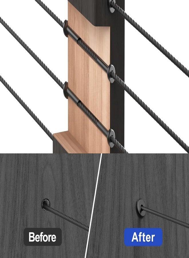 سي كيه إي CKE [براءة اختراع] 40 قطعة واقي زاوية كابلات بزاوية 30 درجة سوداء، مشطوفة الحواف، مناسبة لكابلات الأسلاك بقطر 1/8 بوصة، واقي عمود خشبي من الفولاذ المقاوم للصدأ البحري T316 مع مثقاب - Image 4