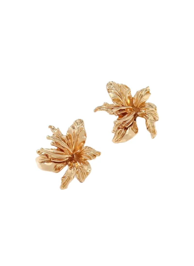 Earrings gold w/flowers
