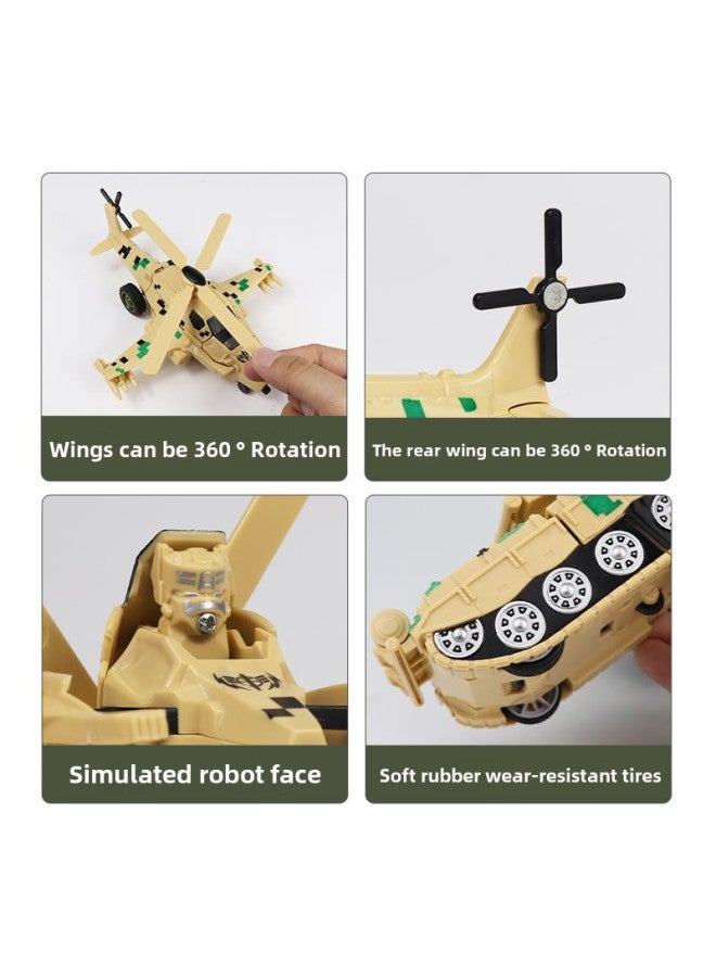 Impact Toy Car Deformation Children's Toy Car One-click Impact Toy Car Deformation Car Boy Toy Wholesale-Color:Deformation Helicopter-Brown (bare) - Image 5