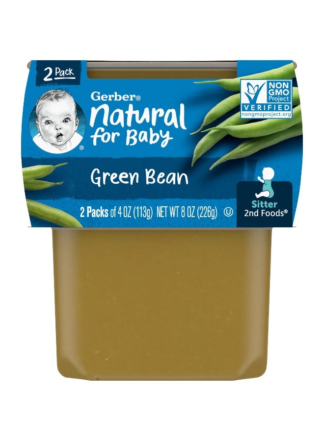 Gerber, Natural for Baby, 2nd Foods, Green Bean, 2 Pack, 4 oz (113 g) Each - Image 1