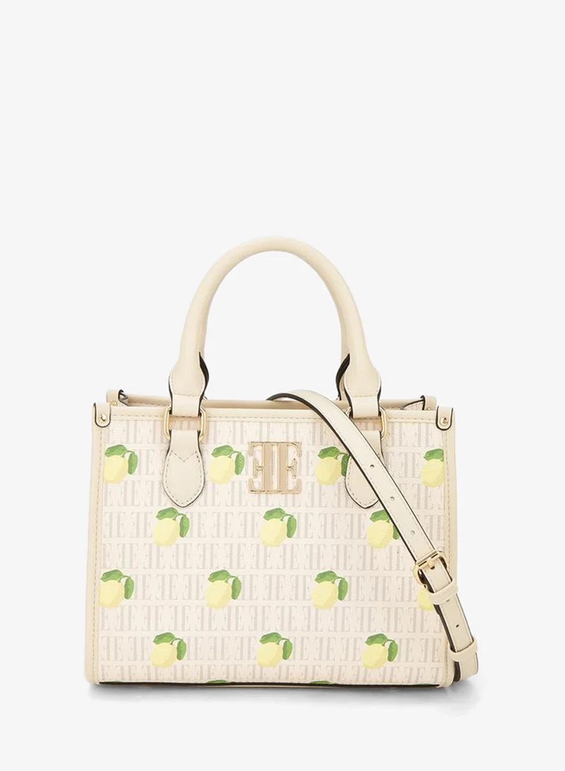 ELLE Lemon Print Tote Bag With Detachable Strap