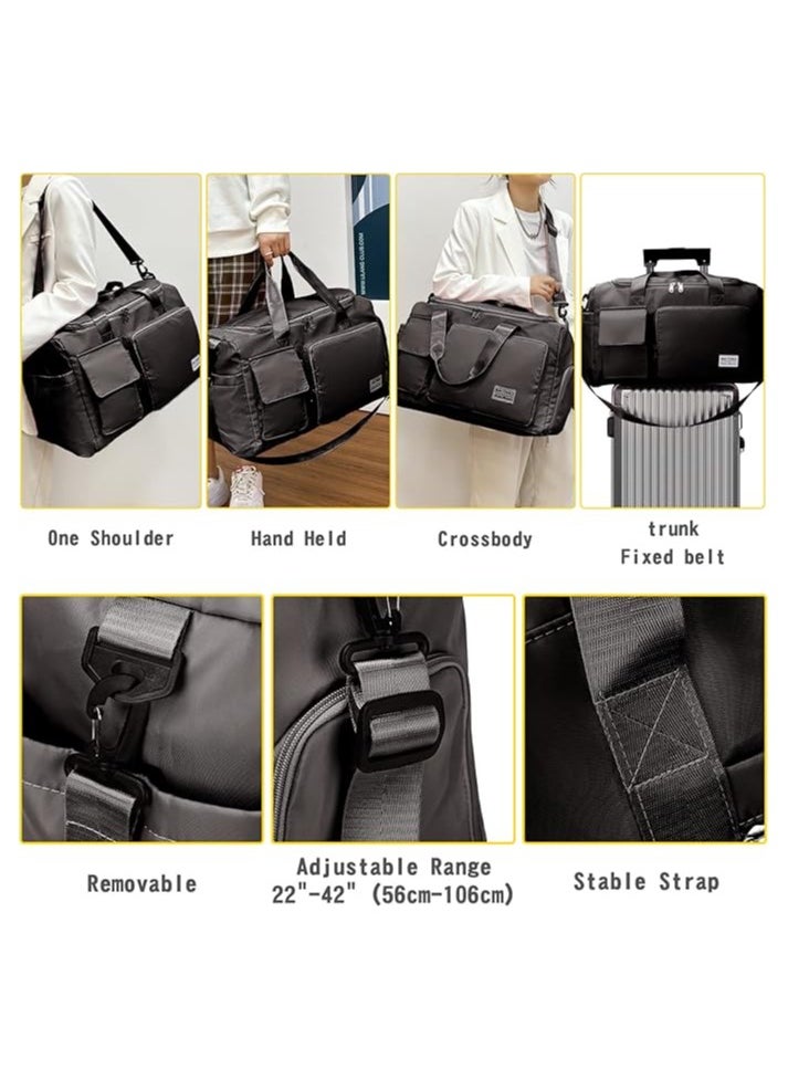 ماركة غير محددة Waterproof Duffel Bag Tote Bag for Women Gym Bag with Wet Pocket and Shoe Compartment Travel Weekender Bags Overnight Bag for Travel, Gym, Sports and Carry On, , Black  - Image 4