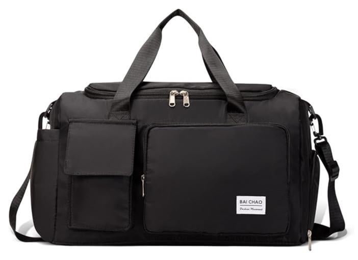 Fashionable Duffle bag Waterproof Duffel Bag Tote Bag for Women Gym Bag with Wet Pocket and Shoe Compartment Travel Weekender Bags Overnight Bag for Travel, Gym, Sports and Carry On, , Black - Image 1