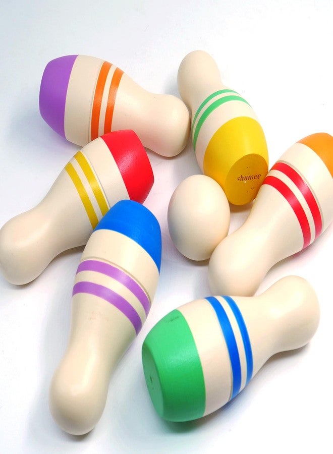 Shumee Wooden Bowling Set for Kids | 6 Pins & 1 Ball Wooden Game | (2–5 Years) | Indoor & Outdoor Toddler Toy | Montessori Play | Fun Bowling Game | Gift for Boys & Girl | Developes Fine Motor Skills - Image 2