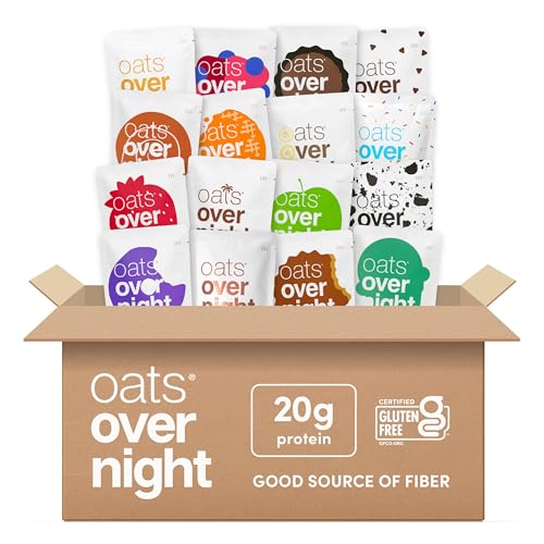 Oats Overnight Ultimate Variety Pack - High Protein, 5g Fiber Breakfast Protein Shake - Gluten Free Oatmeal, Non GMO High Protein Oatmeal - Green Apple Cinnamon, Coconut Cream Pie & More (16 Pack) - Image 1
