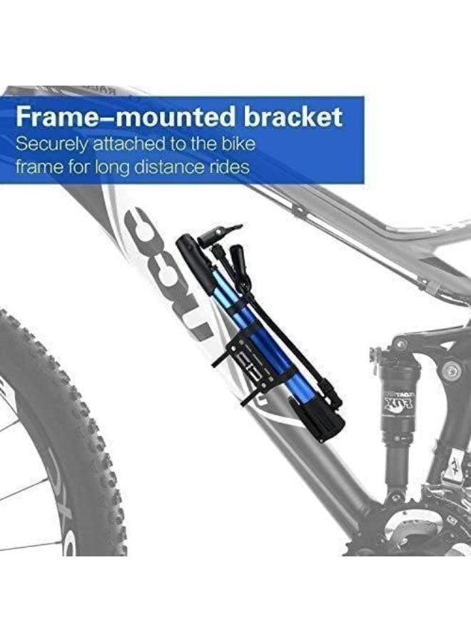 منفاخ للدراجة . مضخه هوائية للدراجات + حامل للتركيب على الدراجة مزود بخرطوم ومناسب لجميع الاطارات والاستخدامات لون ذهبى - Image 5