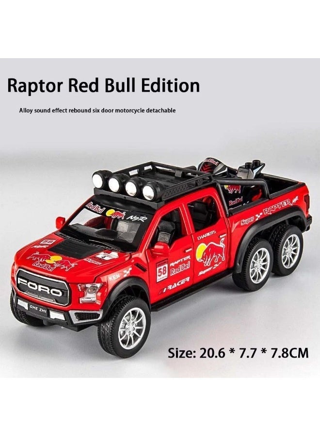 AL ARQAM 6-Wheeled Diecast Off-Road Pickup Truck with Light and Sound - Red 1:24 Scale High-Performance Toy Vehicle - Image 2