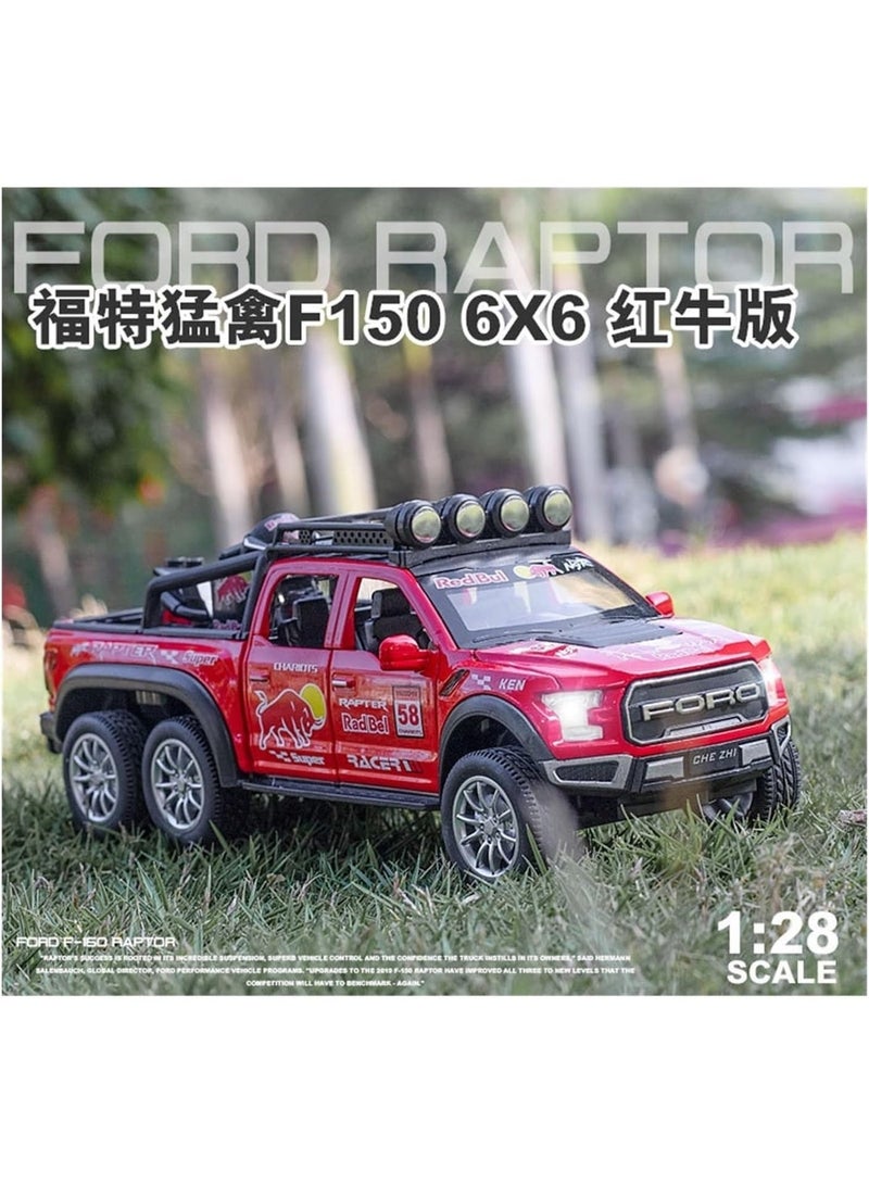 AL ARQAM 6-Wheeled Diecast Off-Road Pickup Truck with Light and Sound - Red 1:24 Scale High-Performance Toy Vehicle - Image 4