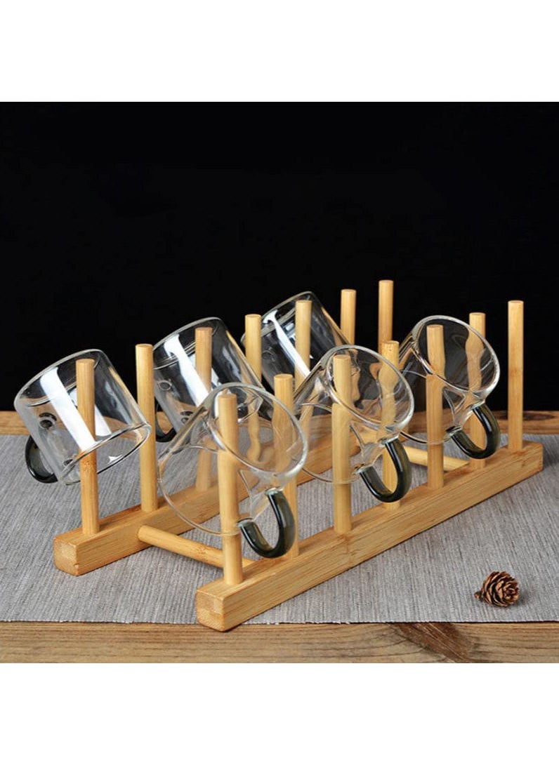 MIBRU Coffee Cups Wooden Base Holder Home Cup Drying Rack Mug Drainer Stand Rack  - Image 1