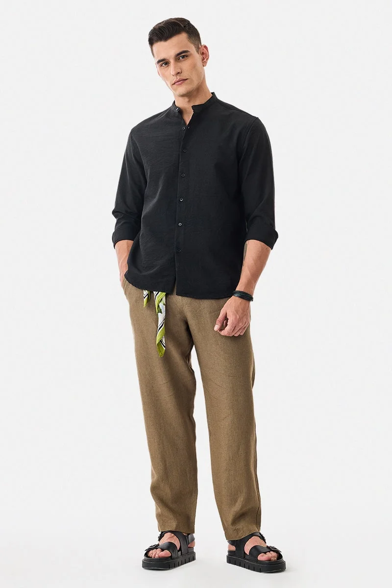 سنيتش قميص بياقة صينية بقصة عادية