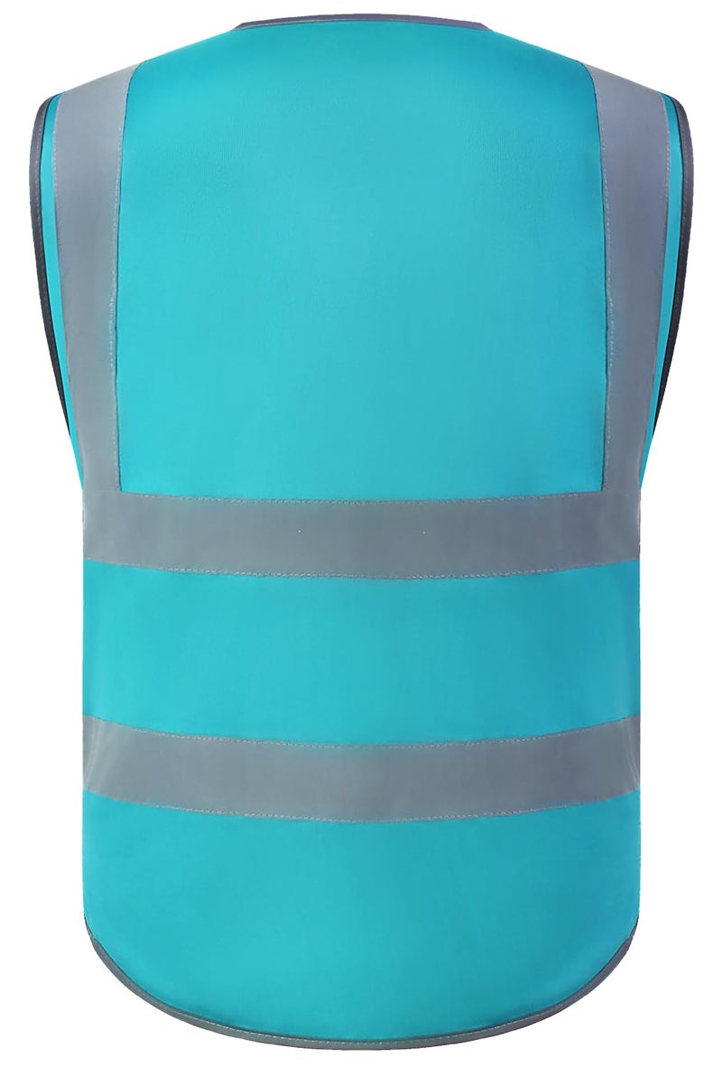 XIAKE 8 Pockets High Visibility Class 2 Reflective Safety Vest for Men & Women Meets ANSI Standards(XX-Large,Lake Blue) - Image 2